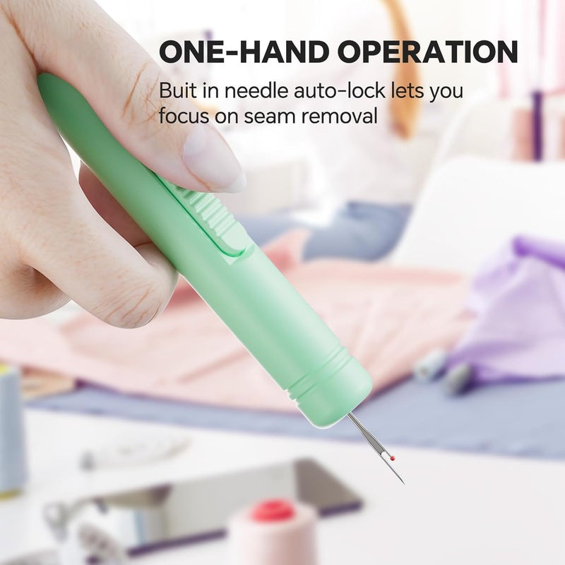 QinYj 2 in 1 Automatic Needle Threaders Seam Ripper Sewing Tools Family Life Sewing Tools Seam Rippers Telescopic Safety Threading Device - Image 3